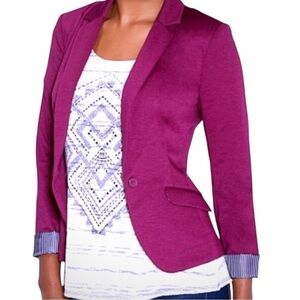 Maurices Knit Blazer with Stripes Cuffs Women’s Size S Stretch Fitted